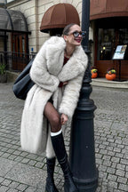 Plush Fox Faux Fur Long Overcoat