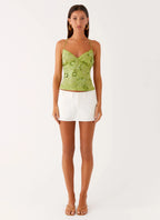 Kamilla Sequin Cami Top - Lime