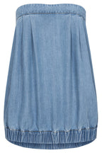 Winnie Denim Off Shoulder Stretch Bustier Bubble Tank Top