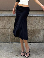 Solid-Color Pleats Maxi Skirt