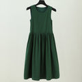 Summer Sleeveless French Green Dress