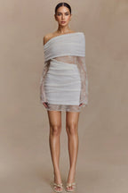 Griselda White Lace Knit Mini Dress