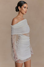 Griselda White Lace Knit Mini Dress