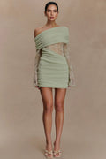 Nunna Green Lace Knit Mini Dress