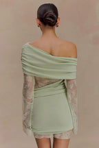 Nunna Green Lace Knit Mini Dress