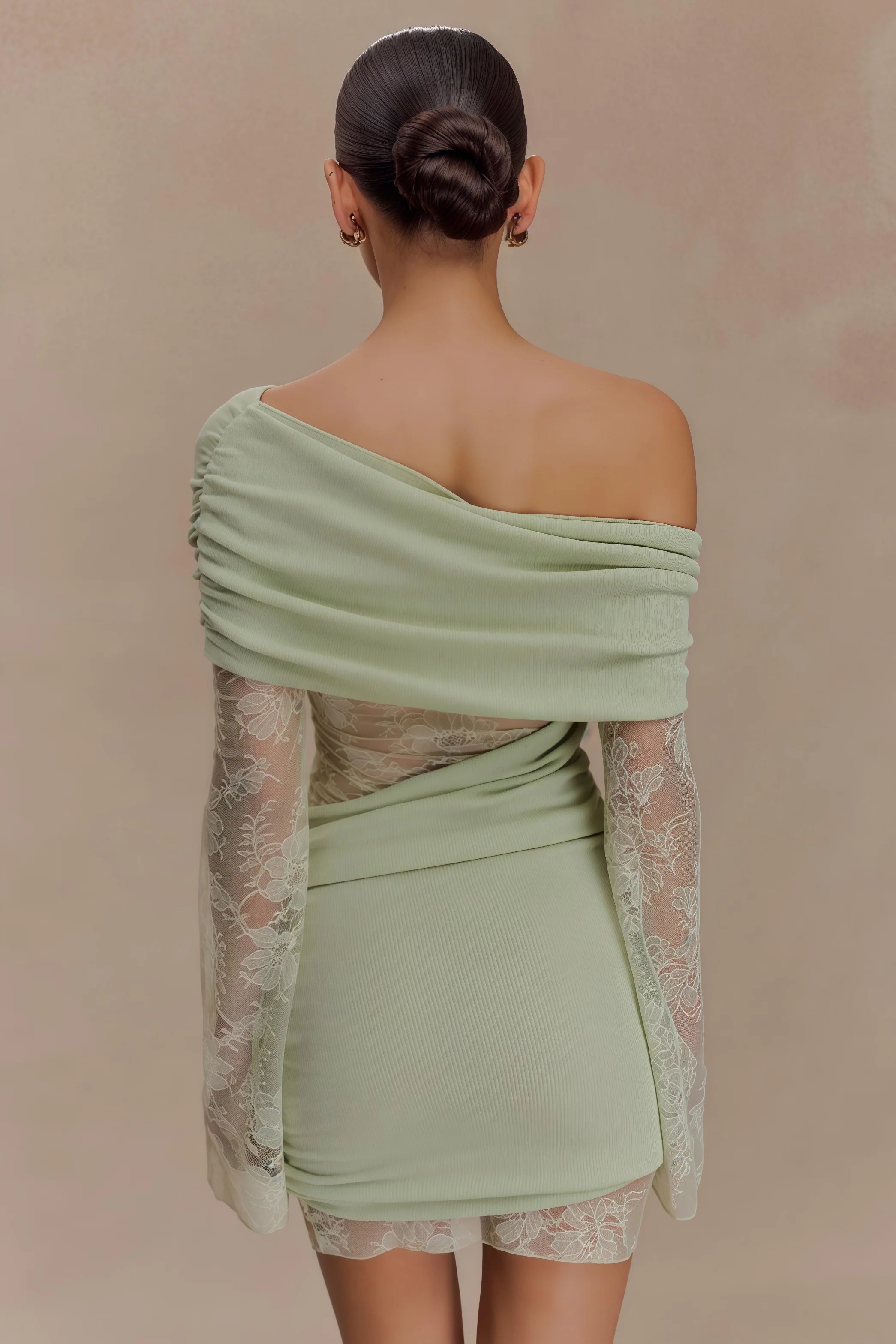 Nunna Green Lace Knit Mini Dress