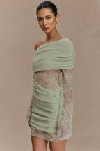 Nunna Green Lace Knit Mini Dress