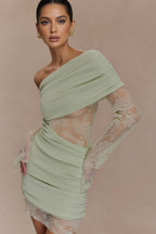 Nunna Green Lace Knit Mini Dress