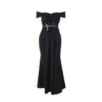 Off shoulder mesh patchwork ruched maxi dress  | Festival Outfits Women