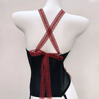 Bowknot cross back lace up flower applique top  | Festival Outfits Women