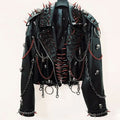 Long sleeve zip-up PU leather metal chain o ring top  | Festival Outfits Women