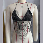 Beaded fishnet halter halter top  | Festival Outfits Women