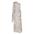 Leopard print long sleeve one shoulder chiffon maxi dress  | Festival Outfits Women