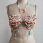 Beaded halter metal chain cami top  | Festival Outfits Women