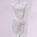Metal chain hollow out spider applique mini skirt set  | Festival Outfits Women