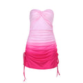 Gradient ruched self tie tube mini dress  | Festival Outfits Women