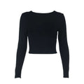 Long sleeve crewneck self tie backless top  | Festival Outfits Women