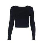 Long sleeve crewneck self tie backless top  | Festival Outfits Women