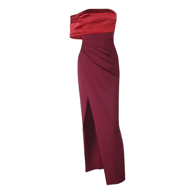 Irregular high slit pleated zip-up maxi dress  | Festival Outfits Women
