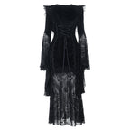 Hoodie long flared sleeve velvet maxi dress  | Festival Outfits Women