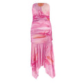 Irregular print mesh tube maxi dress  | Festival Outfits Women