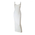 V neck slit zip-up cami maxi dress  | Festival Outfits Women