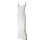 V neck slit zip-up cami maxi dress  | Festival Outfits Women