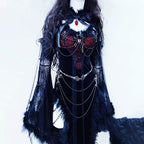 Beaded spider applique long sleeve maxi dress  | Festival Outfits Women