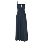 Square neck hollow out self tie cami cut out maxi dress  | Festival Outfits Women
