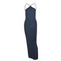 Slit backless solid cami maxi dress  | Festival Outfits Women