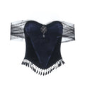Off shoulder mesh backless tube top  | Festival Outfits Women