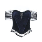 Off shoulder mesh backless tube top  | Festival Outfits Women
