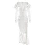 Long sleeve v neck lace slit maxi dress  | Festival Outfits Women