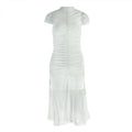 High neck short sleeve ruched maxi dress  | Festival Outfits Women