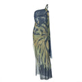 One shoulder high slit mesh maxi dress  | Festival Outfits Women
