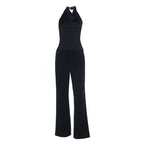 Halter backless solid button pant set  | Festival Outfits Women