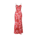 Hollow out flower applique print cami cut out maxi dress  | Festival Outfits Women