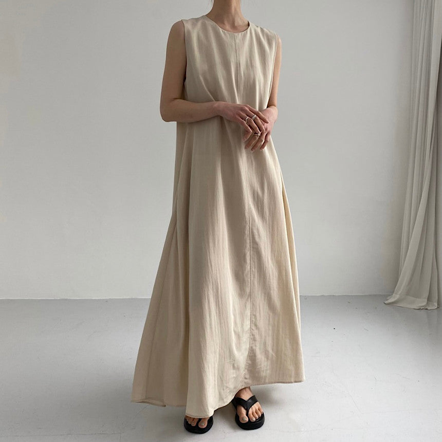Simple Solid Color Sleeveless Maxi Dress