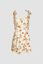 Fruit Print Tie Shoulder Bustier Fit and Flare Mini Dress