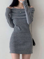 Sexy Off-Shoulder Ribbed Waist Mini Dresses
