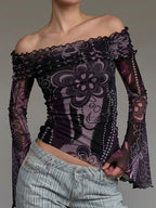 Dark Floral Print Long Sleeve