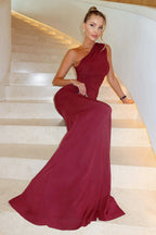 One Shoulder Ruched Bodycon Mermaid Maxi Formal Gown