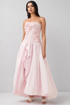 Eliahe Pink 3D Flower Split Maxi Dress