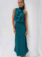 Satin Sleeveless Parties Bridesmaid Midi Dresses