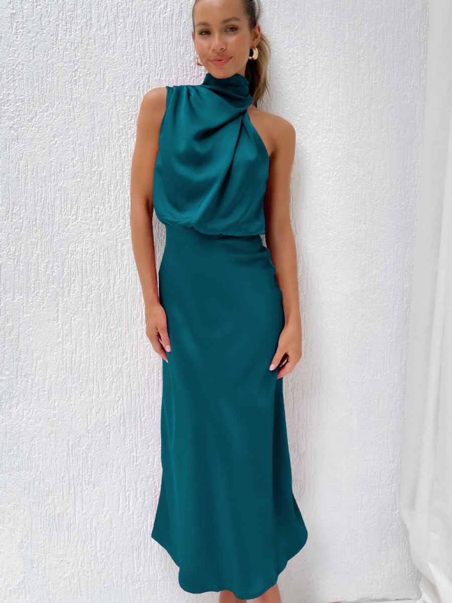Satin Sleeveless Parties Bridesmaid Midi Dresses