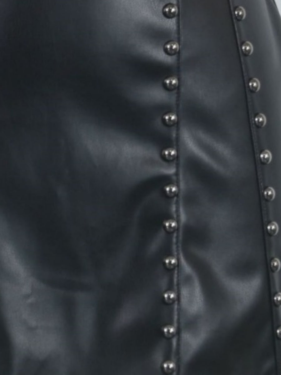 Studs Mini PU Leather Hip-hugging Skirts