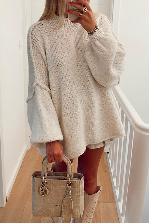 Drop Shoulder Plain Casual Pullover Sweater