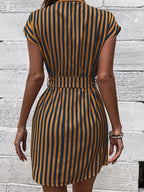 Sleeveless Striped Tie-waist Short Dress