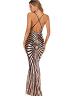 Sexy V-neck Camisoles Retro Sequins Dinner Maxi Dresses