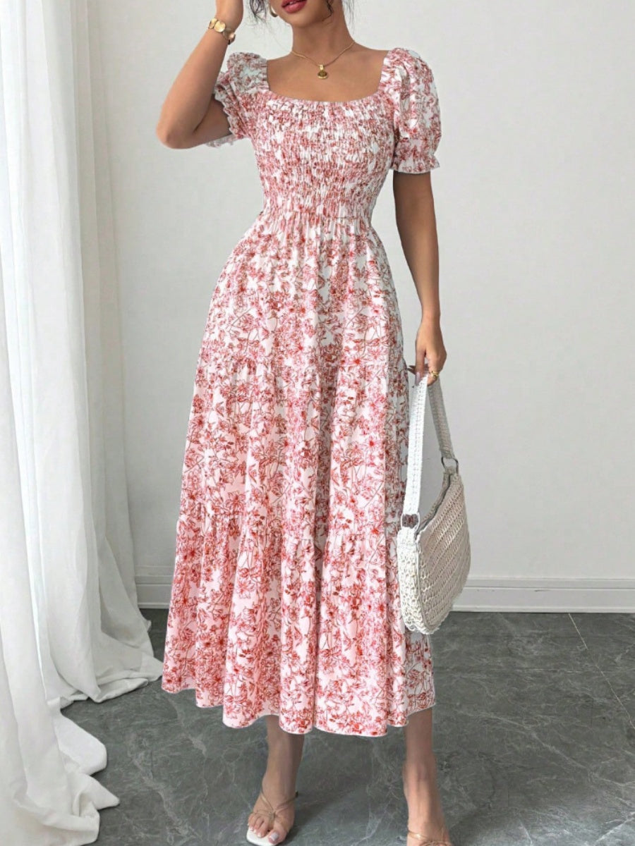 Puff Sleeve Printed Maxi Dresses